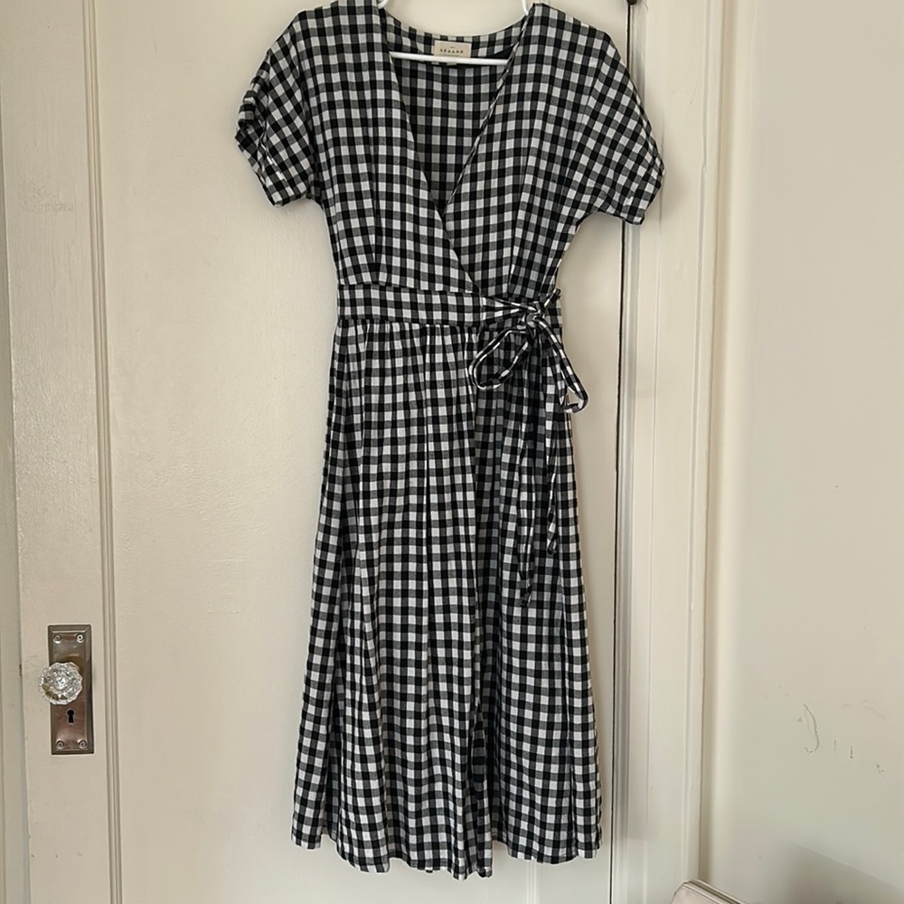 Sezane Gingham Wrap Dress